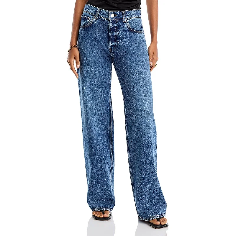 Anine Bing Womens High Rise Wide Leg High-Waisted Jeans