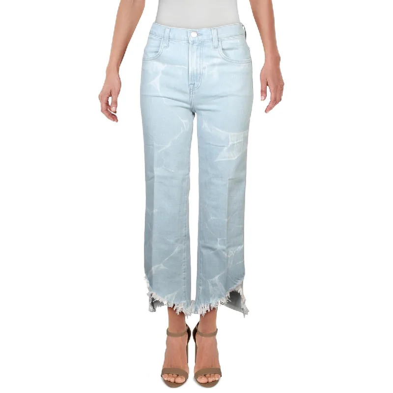 Joan Crop Womens Denim Light Wash Wide Leg Jeans