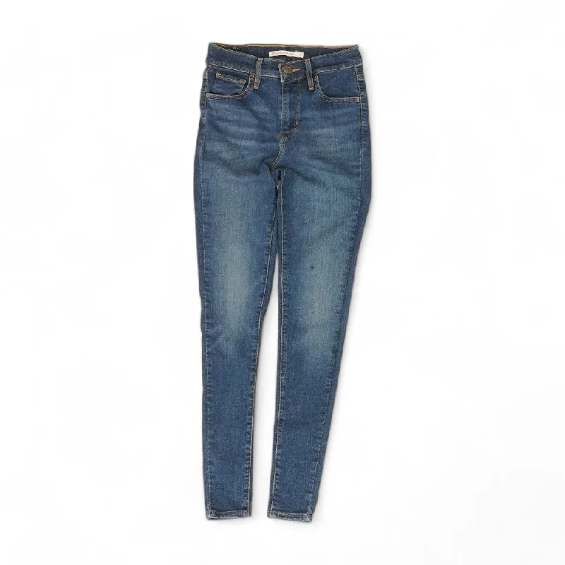 Blue Solid High Rise Skinny Leg Jeans