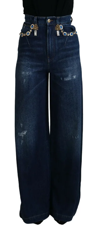 Dolce & Gabbana Embellished Straight Leg Designer Women's Jeans