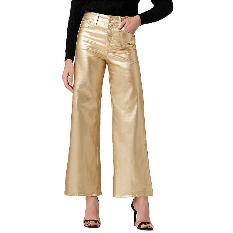 Joe's Womens High Rise Metallic Wide Leg Jeans