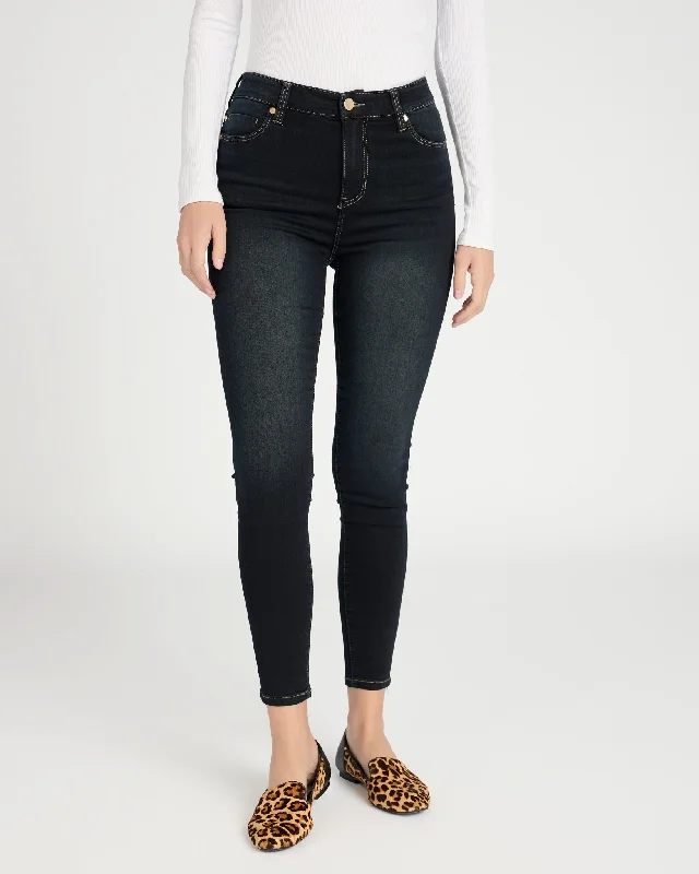 Abby High Rise Ankle Skinny Jeans with Gold Stitch