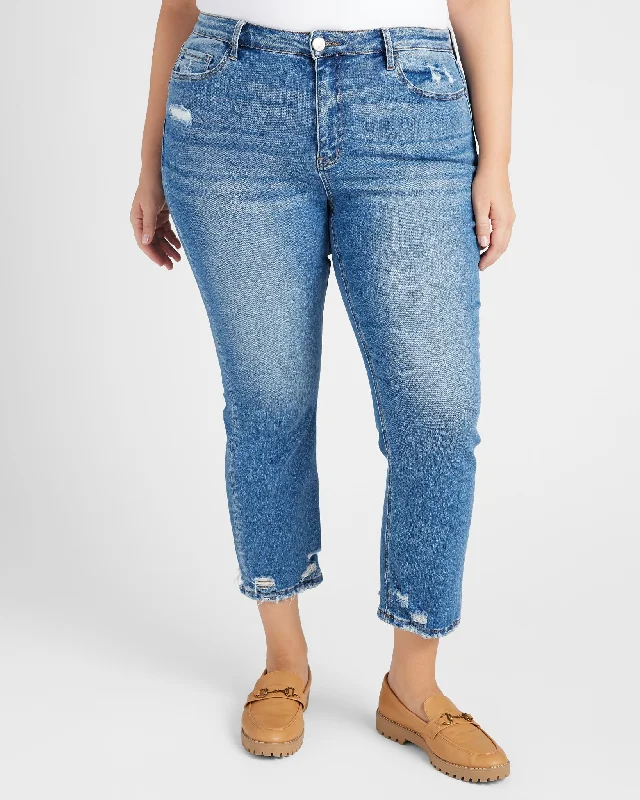 Plus Size High Rise Slim Straight Jeans