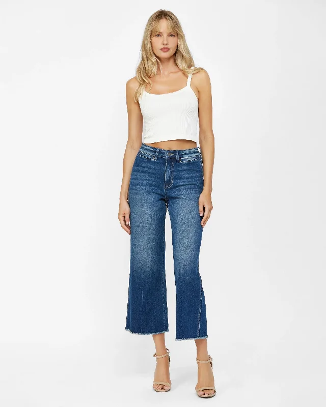 High Rise Cropped Wide Leg Jeans