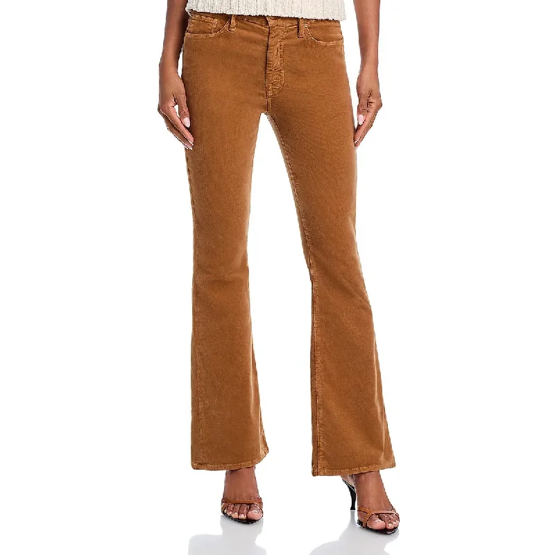 Mother Womens High Rise Corduroy Flared Jeans