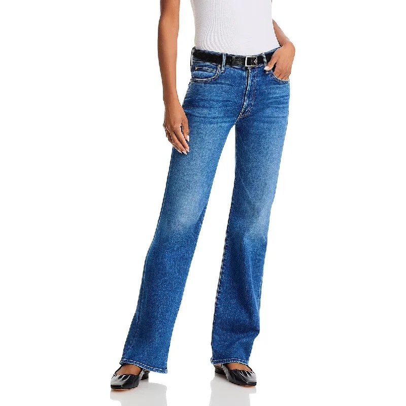 Mother Womens High Rise Faded Bootcut Jeans