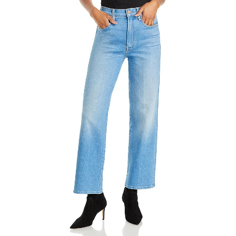 Mother Womens High Rise Faded Straight Leg Jeans