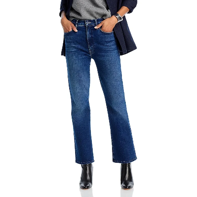 Mother Womens High Rise Stretch Straight Leg Jeans