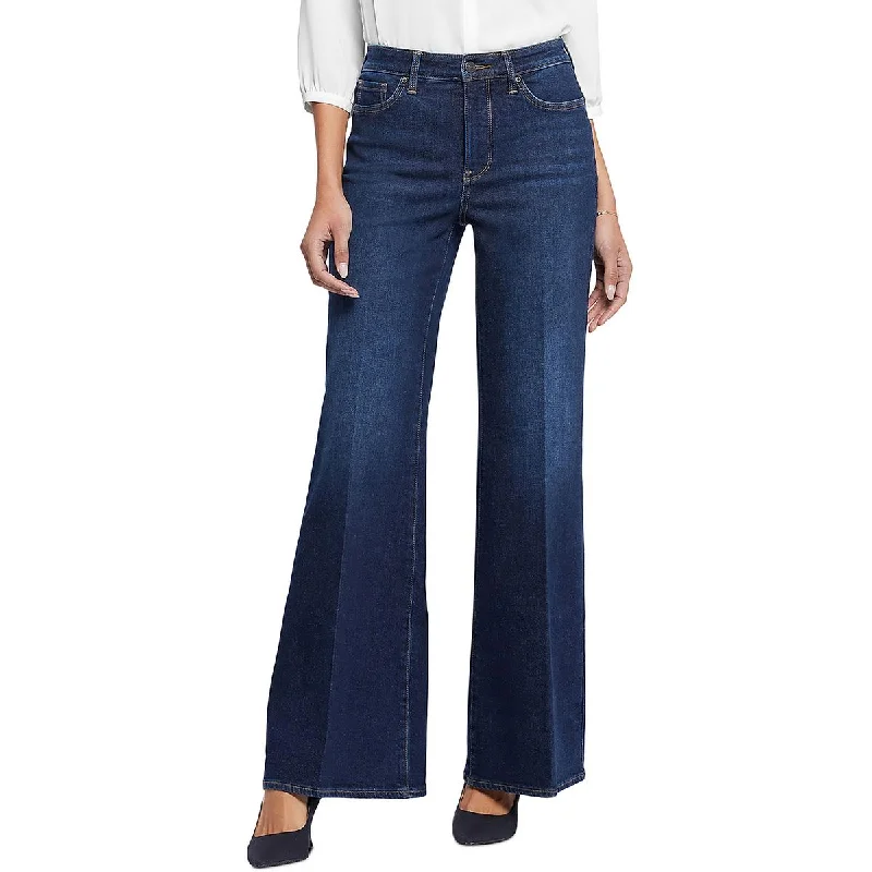 NYDJ Womens High Rise Stretch Wide Leg Jeans