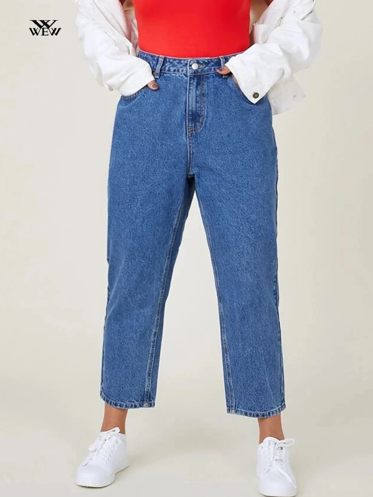 Plus Size Jeans for Women Autumn High Waist Elastic Denim Pants