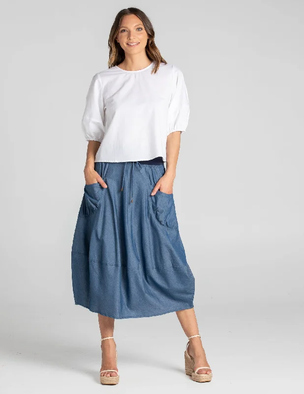 Boom Shankar Guru Skirt Blue Chambray