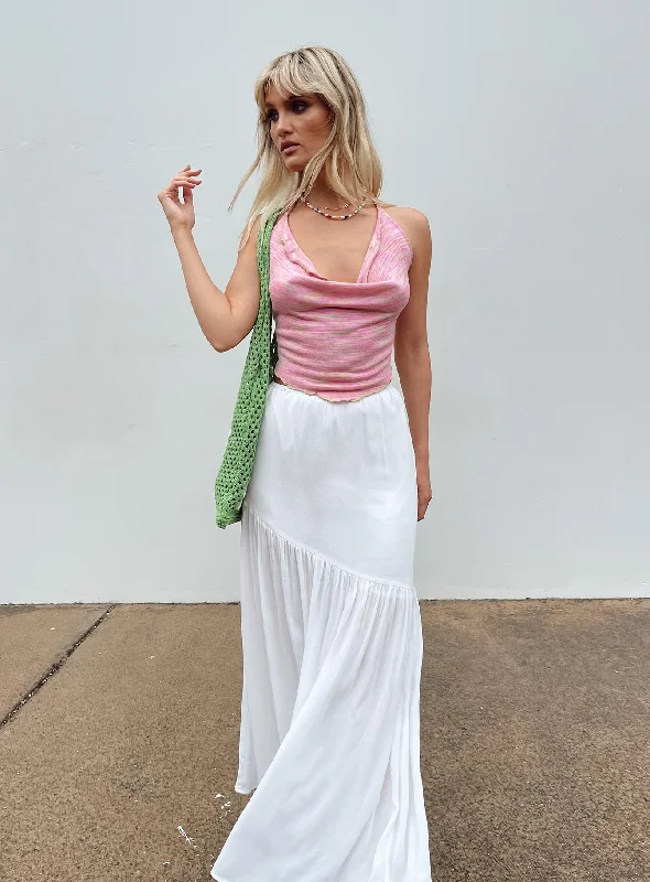 Chels Asymmetric Maxi Skirt White