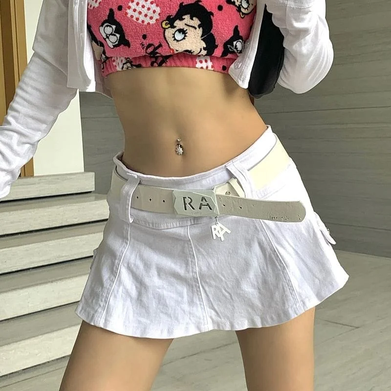 white with belt