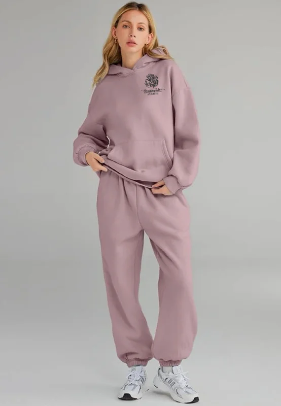 New! Womens 2-Piece Lounge Hoodie Oversized Sweatsuit Set, 12 Color Options