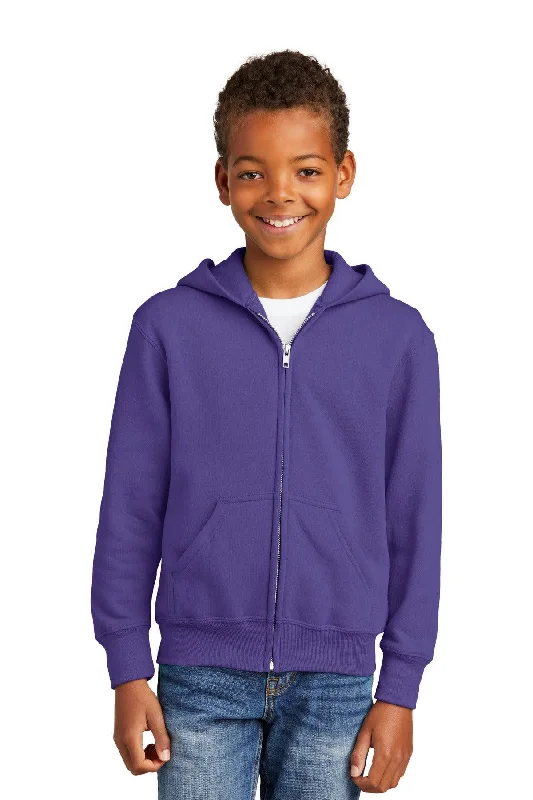 Port & Company - Youth Core Fleece Full-Zip Hooded Sweatshirt.  PC90YZH