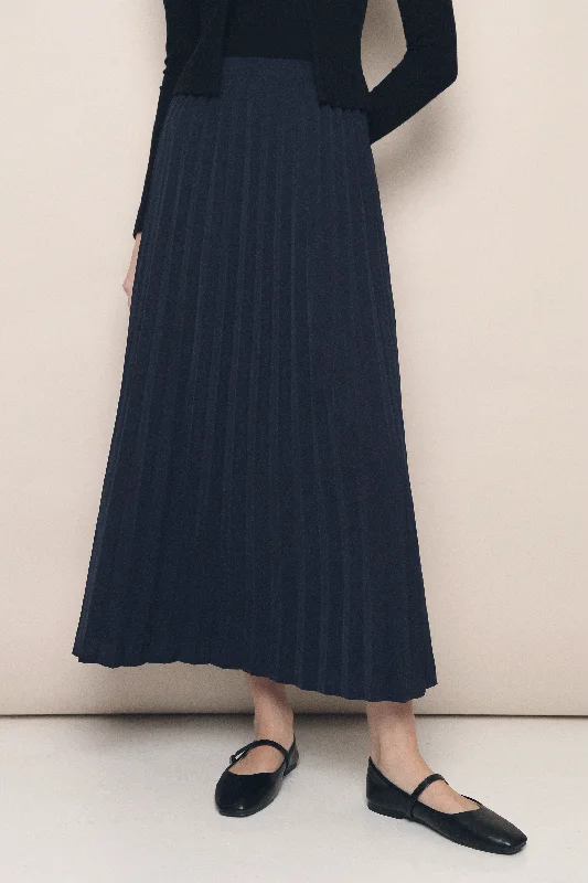 Rory Classy Pleat Midi Skirt Midnight Navy