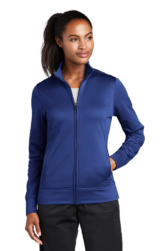 Sport-Tek Womens Sport-Wick Moisture Wicking Fleece Full Zip Sweatshirt w/ Pockets - True Royal Blue