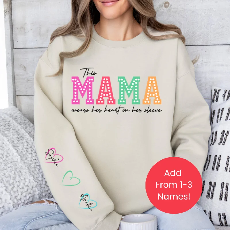 This Mama Wears Her Heart Personalised Sleeve Sweatshirt