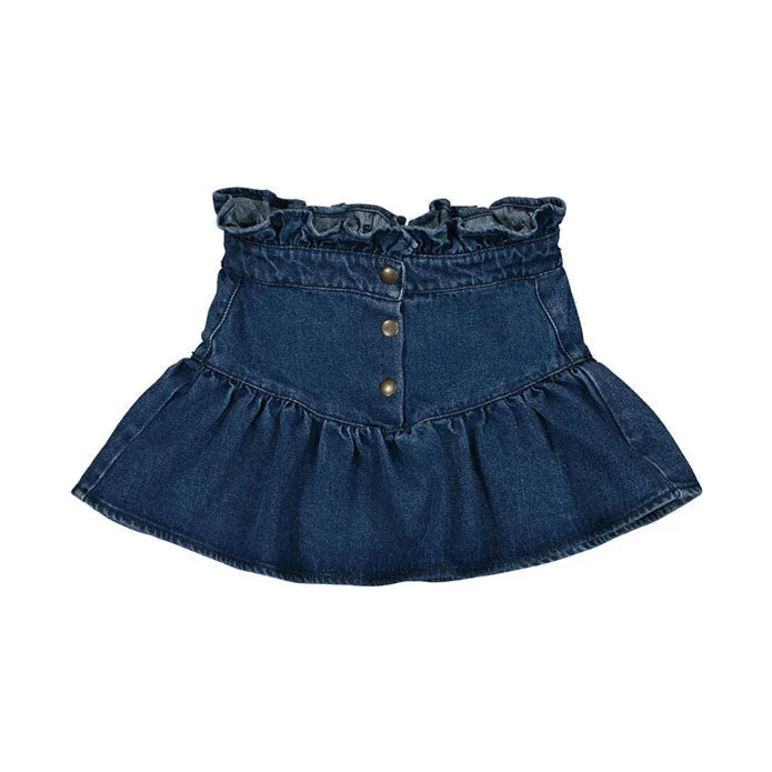 LOUIS LOUISE BLUE WASHED DENIM PIPEAU SKIRT