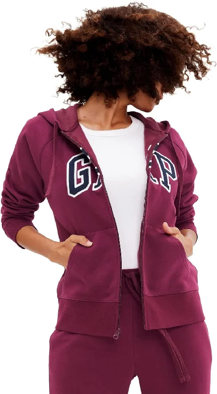 Women'S Logo Hoodie Hooded Full Zip Sweatshirt