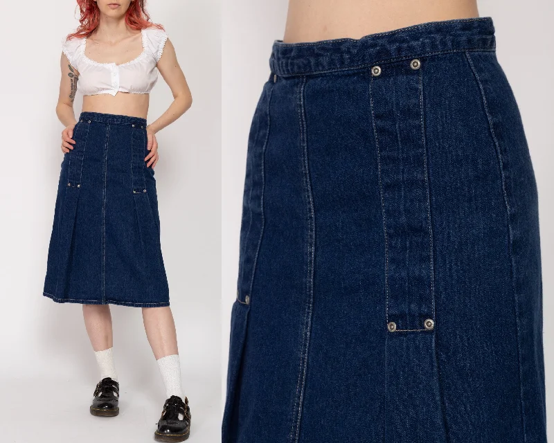 XS 90s Cavaricci Dark Wash Denim Midi Skirt