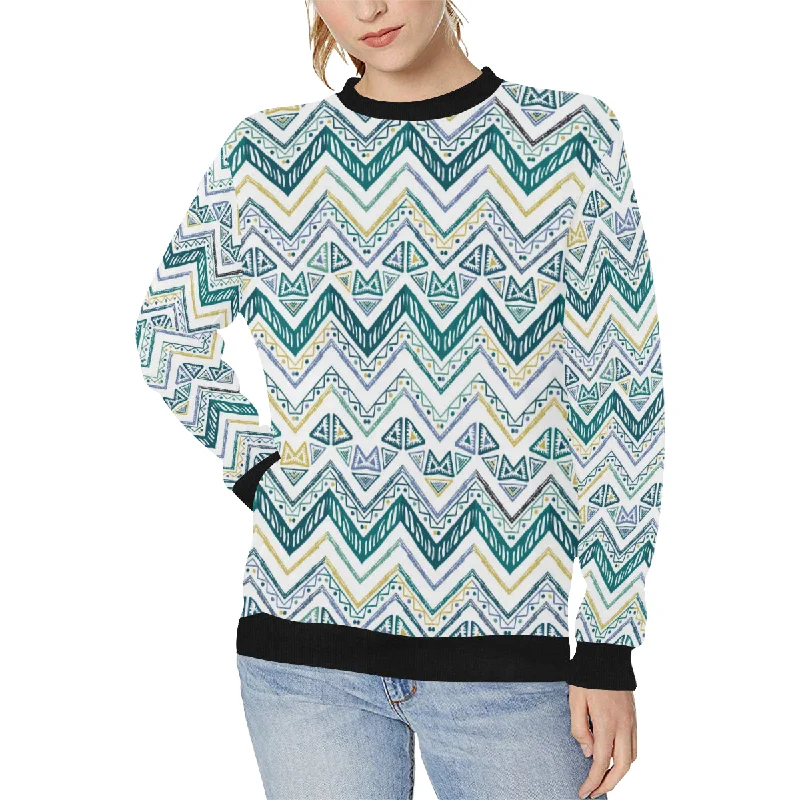 zigzag  chevron paint design pattern Women's Crew Neck Sweatshirt